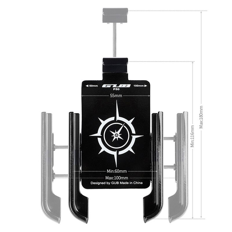 Gub P50 Aluminium Fiets Telefoon Houder Beugel Voor 4.5 &quot;Tot 6.5&quot; Telefoon Fiets Stand Scooter Motorfiets Mount Ondersteuning stuur Clips