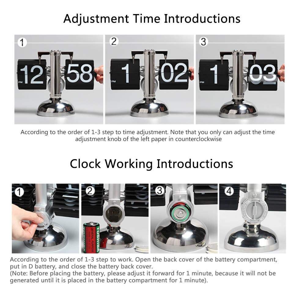 Flip Desk Clock Mechanical Retro Digital Flip Down Clock Internal Gear Operated Clock Home Office Decor PAK55