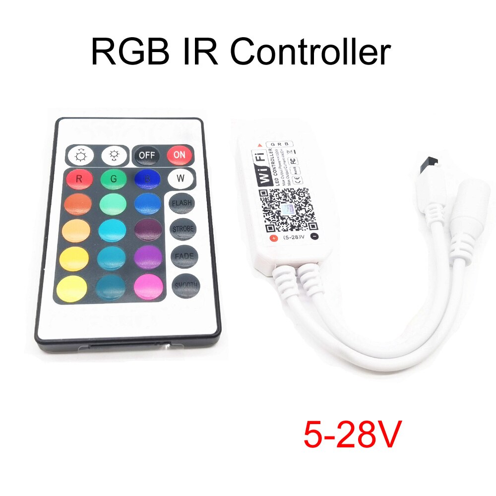 DC5V 12V 24V RGB Led Wifi Controller RGBW RGBWW Bluetooth WiFi LED controller For 5050 2835 WS2811 WS2812B led strip Magic Home: 24Key IR RGB Wifi