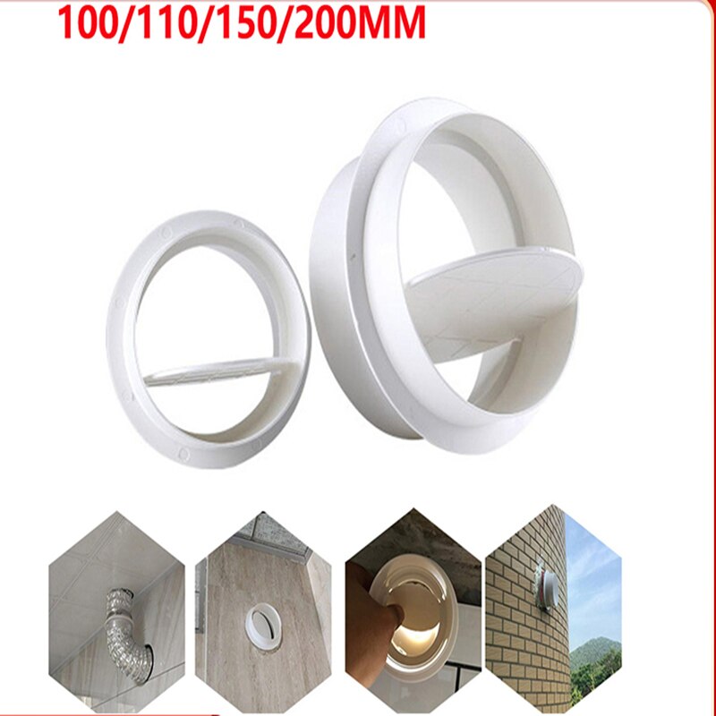 100mm 150mm Draft Blocker Damper Ventilation Check Valve Draught Back Shutter for Inline Ducting Kitchen Home Ventilation Grill