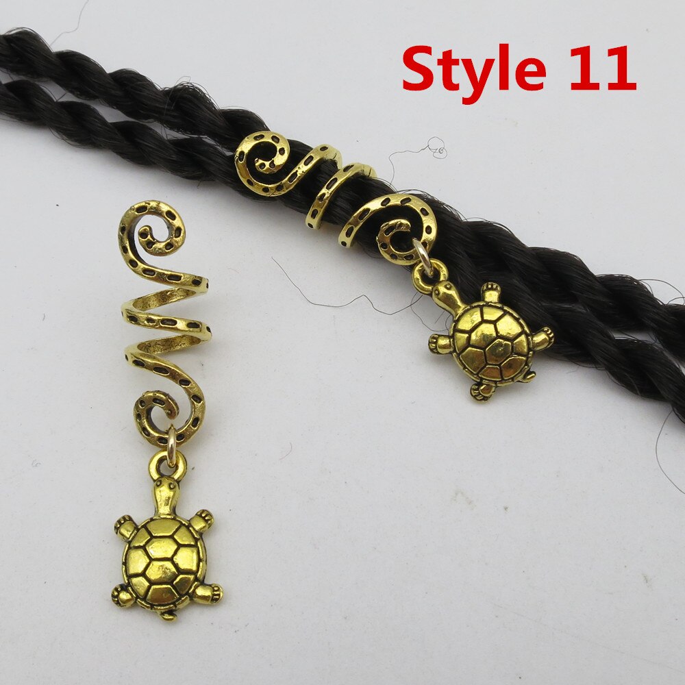 Breloques tressées dorées en spirale Viking, différentes breloques pour cheveux, redoute barbe, redoulock perles, clips, anneaux, accessoires pour cheveux, 2 pièces/paquet: 2pcs Style 11