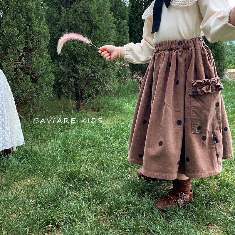 Herfst Koreaanse Stijl Baby Meisjes Stippen Rokken Corduroy Peuters Kinderen Leuke Rokken