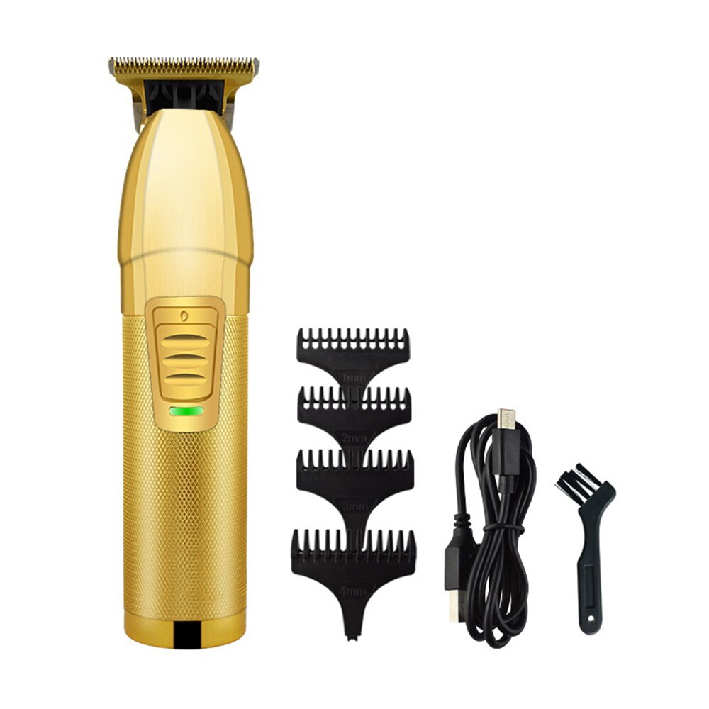 Electric Hair Clipper USB Rechargeable 1mm T-type 0 Cutter Head 4 Limit Combs With Charging Indicator Trimmer Shaver: Default Title