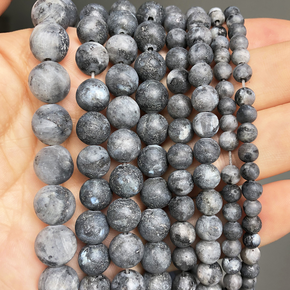 Natürliche matt Schwarz Labradorit Stein Perlen Für DIY Schmuck Machen 4 6 8 10 12mm Runde verlieren Perlen Armbinde zubehör 15''