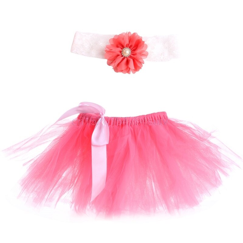 Baby piger tutu nederdel hårbånd foto prop kostume outfit dejlige  #h055#: Rød