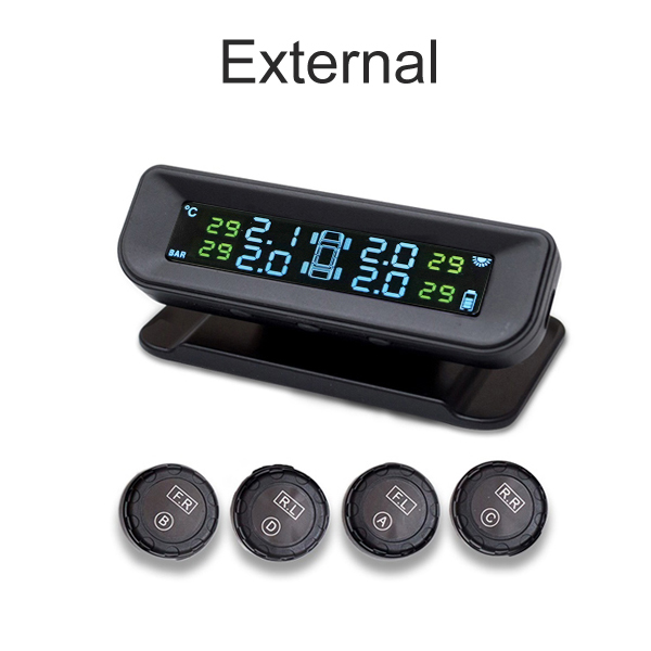 Visture Solar TPMS Monitor de alarma de presión de neumáticos, sistema de presión de neumáticos, Monitor de presión de neumáticos, Sensor interno externo Q01W Q01N S05N: Q01W External