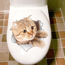 3D Katten Muursticker Badkamer Decoratie Animal Pvc Muur Sticker Diy Toliet Sticker Koelkast Wasmachine Sticker