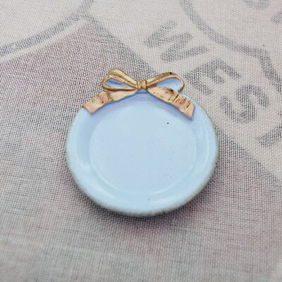 Sous-verre rétro européen en résine avec nœud papillon, assiette créative peinte à la main, soucoupe, bijoux, vaisselle, Table décorative, rangement de bijoux: round blue