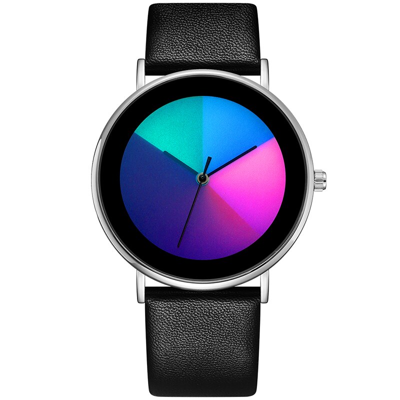 Changing Color Casual Quartz Women Watches Girl Wristwatch Stainless Steel Female Watch Clock Reloj Mujer: Leather-SilverBlack