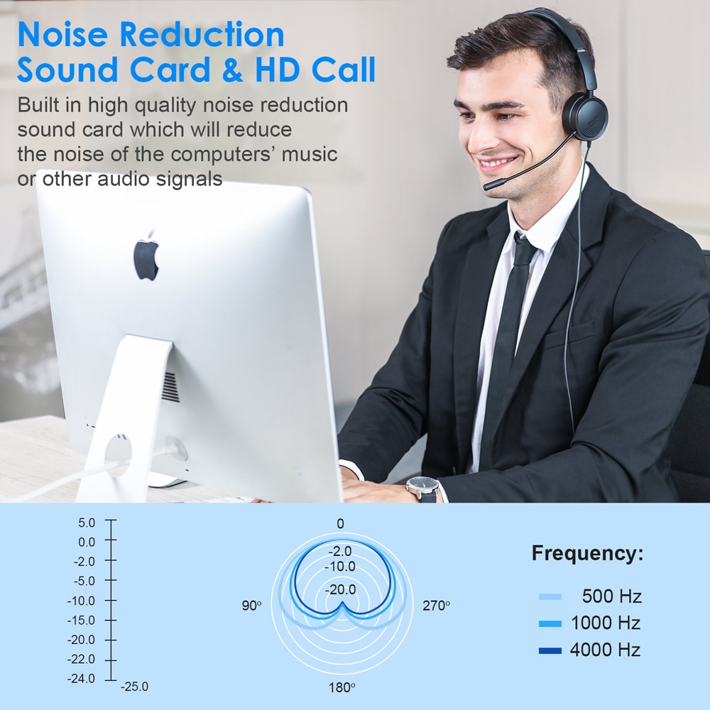 Bee – casque d&#39;écoute USB avec Microphone pour PC, 3.5mm, pour Business, avec micro, suppression de bruit, pour centres d&#39;appels,