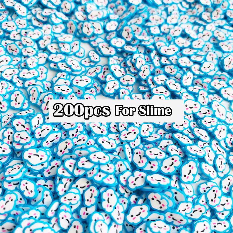 200Pcs Obst Scheiben Schleim Zusatzstoffe Weiche Fimo Scheiben für Nail art Schönheit Decor Schleim Füllstoff Supplies Charms Zubehör Spielzeug: 200Pcs Cloud