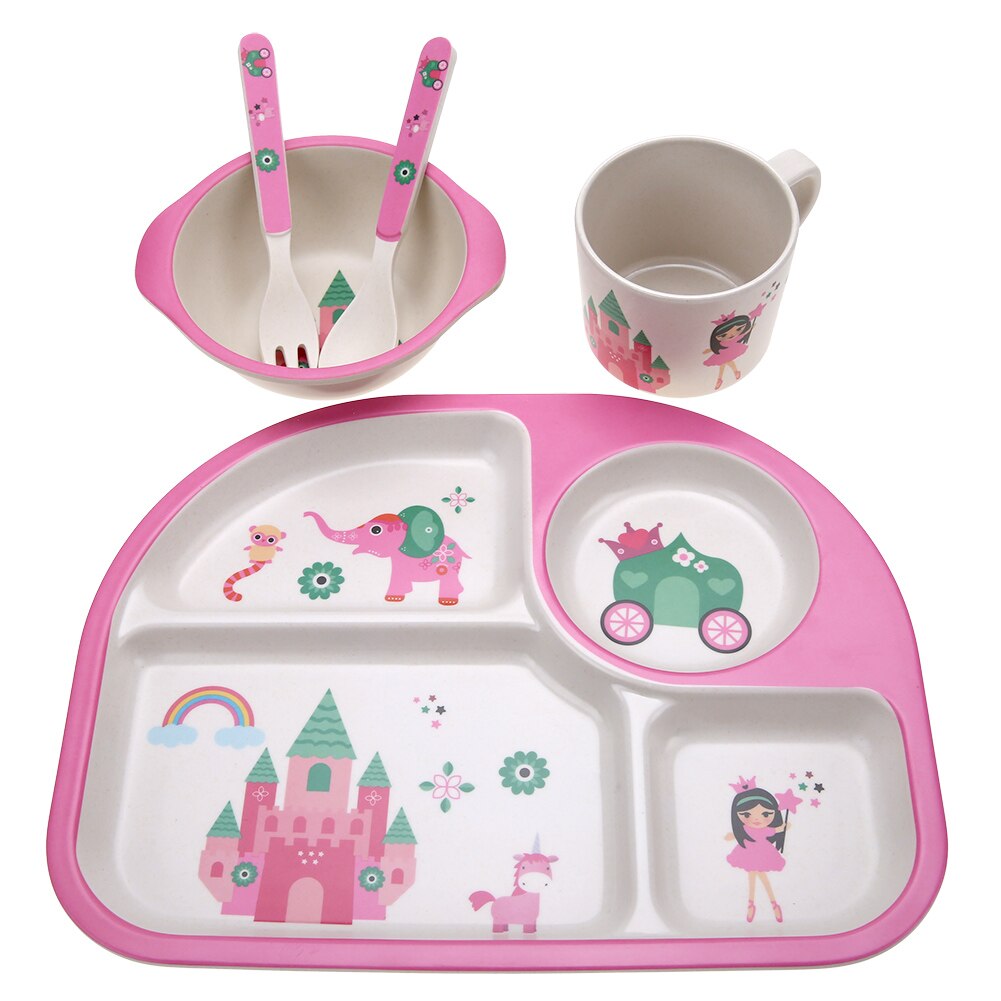 5 st/set bambufiber baby tallrik fat barn porslin fat servis baby miljövänlig: Violett