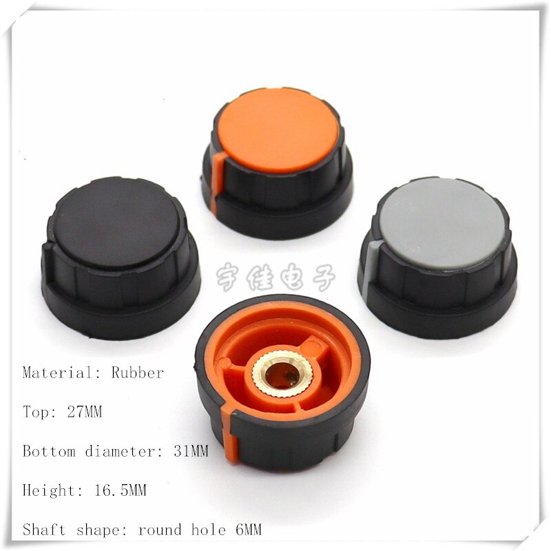 2 stück 31 × 16,5 MM gummi knopf Potentiometer knopf kappe frequenz konverter kupfer Ader 6MM knopf weiche gummi Knopf Deckel