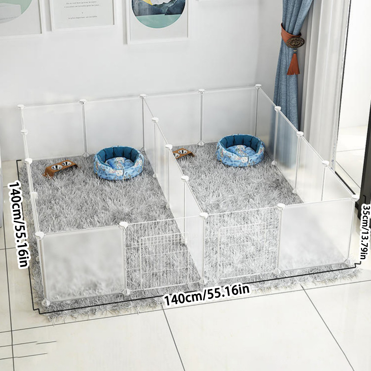 Isolatiebord voor kleine dieren, beschermhek voor kleine en middelgrote honden, verwijderbaar hek voor huisdieren, transparante kooi, kattenkooi, afneembaar en wasbaar