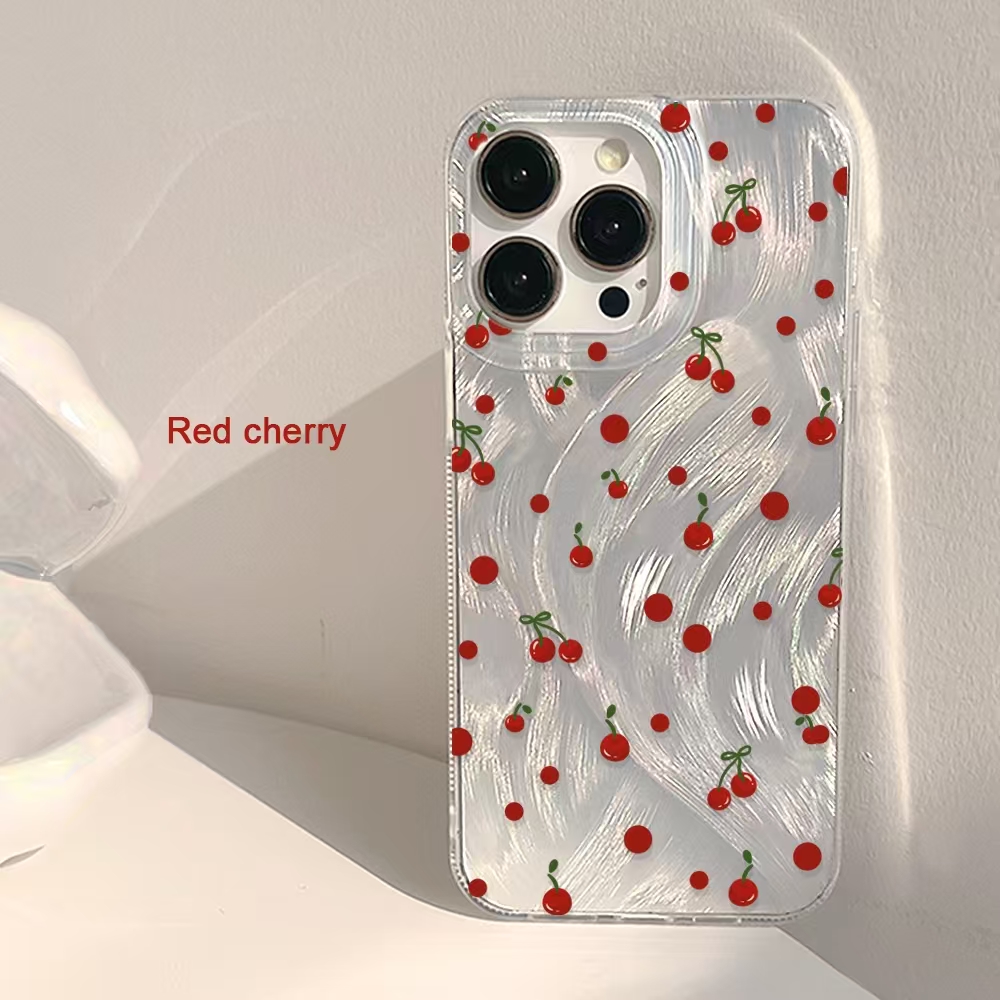 Para OPPO Reno 7 4G 8 10 5G 11 11F 12 12F 13 13F 5 5Z 6 Lite 6Z 7Z 8Z 8T cereza roja brillante funda de teléfono dura: ordenador personal + TPU