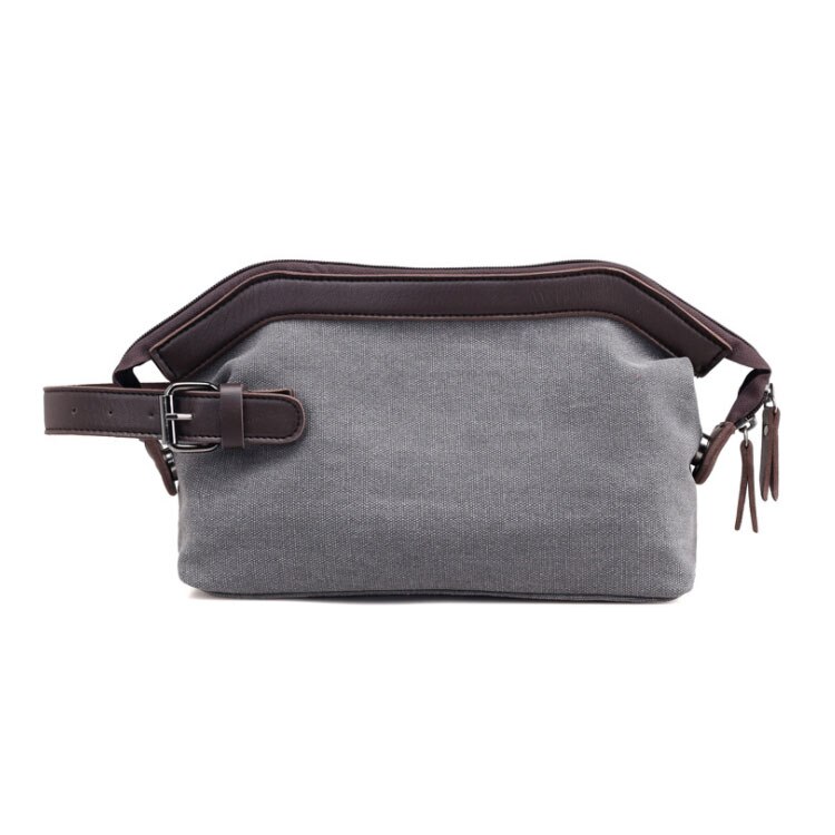 Klassische Casual Frauen Leinwand Kupplung Taschen Mit Leder Gürtel Neue Kleine Hand Taschen Für Männlichen & Weibliche Kupplung Tasche reise Handtasche: gray