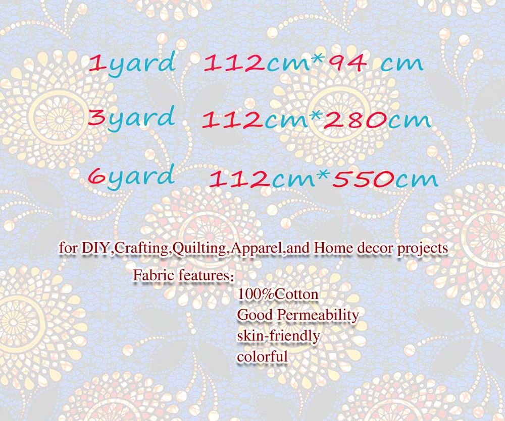 African Traditional Style Ankara Real Wax Print Cotton Fabric with Round Pattern for Sewing,Diy,Dress AFRICA NO.1