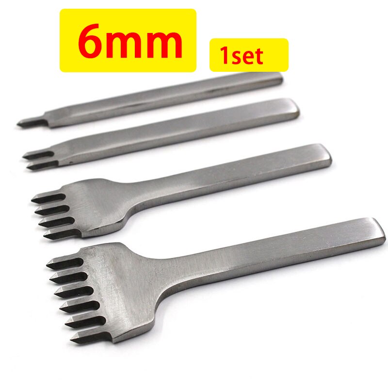 DIY Leather Craft Tools 3/4/5/6mm Spacing Punch Tool For Leather Hole Punches Tool Lacing Stitching Sewing: 6mm-1set