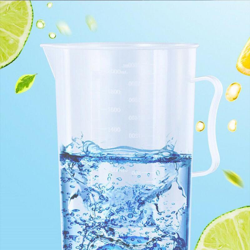 Transparent Plastic Measuring Cup Baking Graduated Beaker Handle Scale Water Container Pouring H0N6
