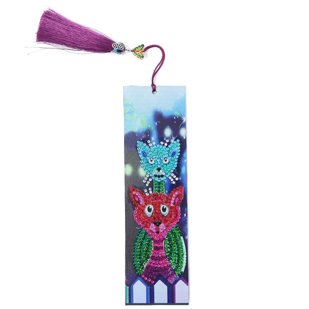 DIY Special Shaped Diamond Painting Leather Bookmark Tassel Book Marks Book Page Mark for Books Christmas Animal, Flower: T15865