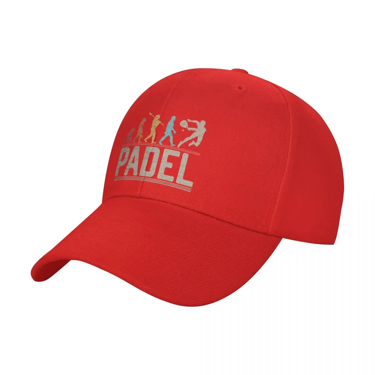 Padel Evolution of Man Vintage Funny Padel First Baseball Cap, Christmas Hat, Beach Hat for Men, Women's Caps: Rouge