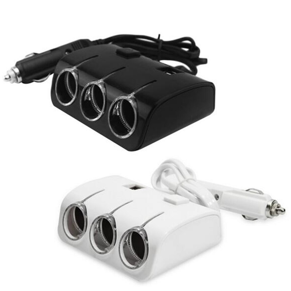 Dewtreetali 3 stopcontacten 120w auto sigarettenaansteker splitter 2 usb poorten oplader adapter met schakelaar