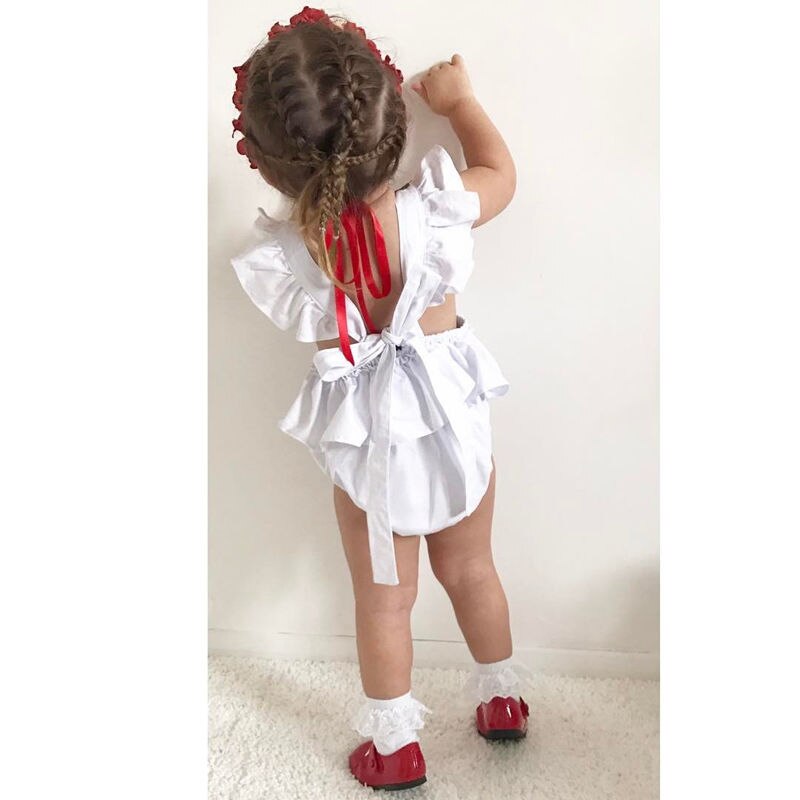 Peuter babymeisjes zomer schattige romper 2 stijl korte bloemblaadjes mouw bloemen effen bedekt knoop jumpsuit romper 0-24m