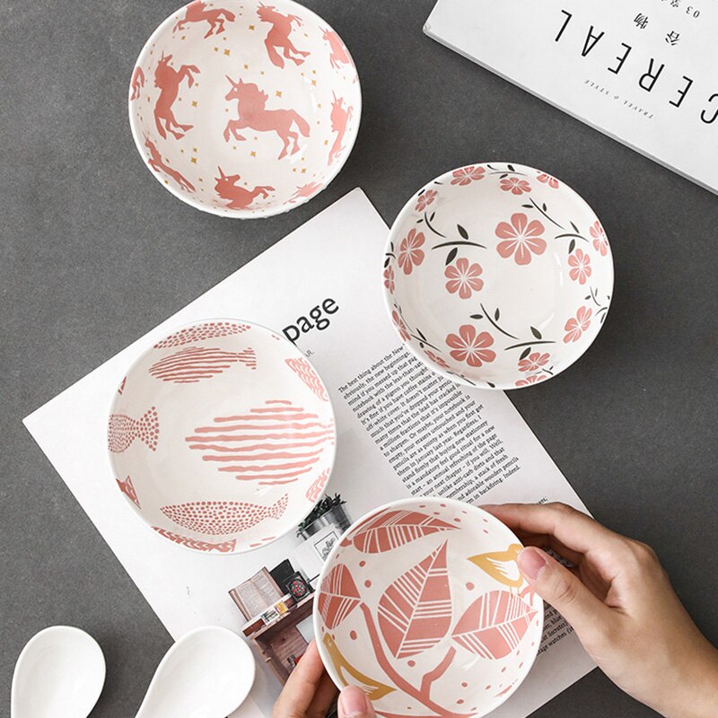 FANCITY Ceramic bowls, rice bowls, simple breakfast bowls, home combined meals