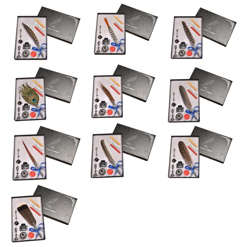 Retro Gothic Style Quill Pen Set Retro Wax Seal Stamp Kit Vintage Box Calligraphy Writing Pen Calligraphy Pen Set