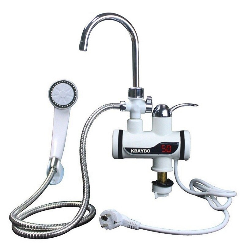 KBAYBO-calentador de agua eléctrico instantáneo para baño y cocina, grifo calentador de agua de 3000W, con pantalla LCD de temperatura, sin depósito: big with shower