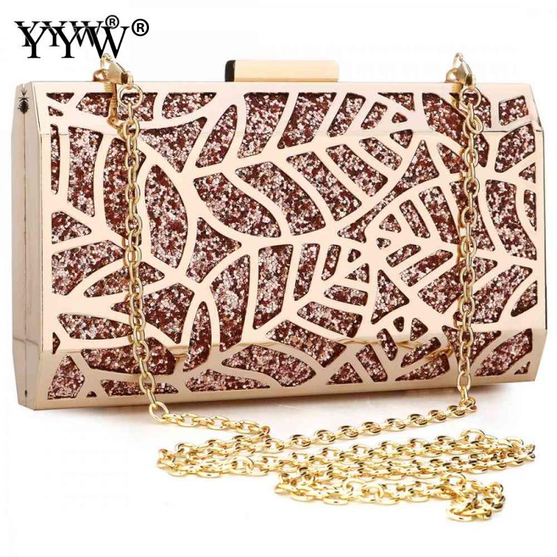 Zink Legierung Kupplung Taschen Für Frauen Abend Tasche Frauen Neue Berühmte Elegante Geometrische Kette Schulter Tasche Kasten Kupplungen