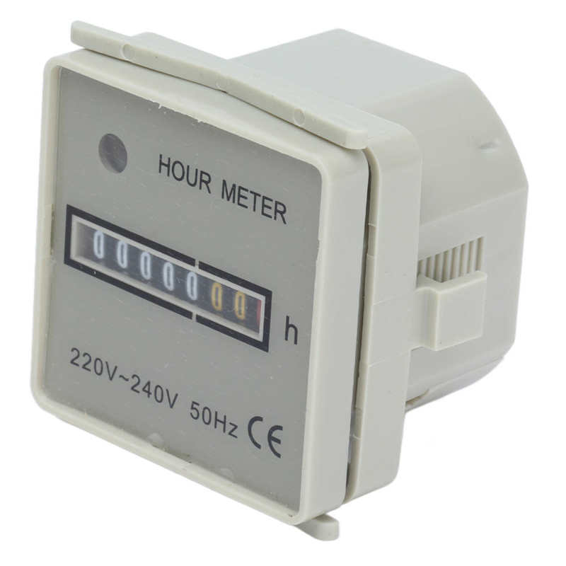 Hour Meter Mechanical Hour Counter Industrial Timer with Indicator HM‑2/UWZ48 220-240V 0.3W Hour Meter with Indicator