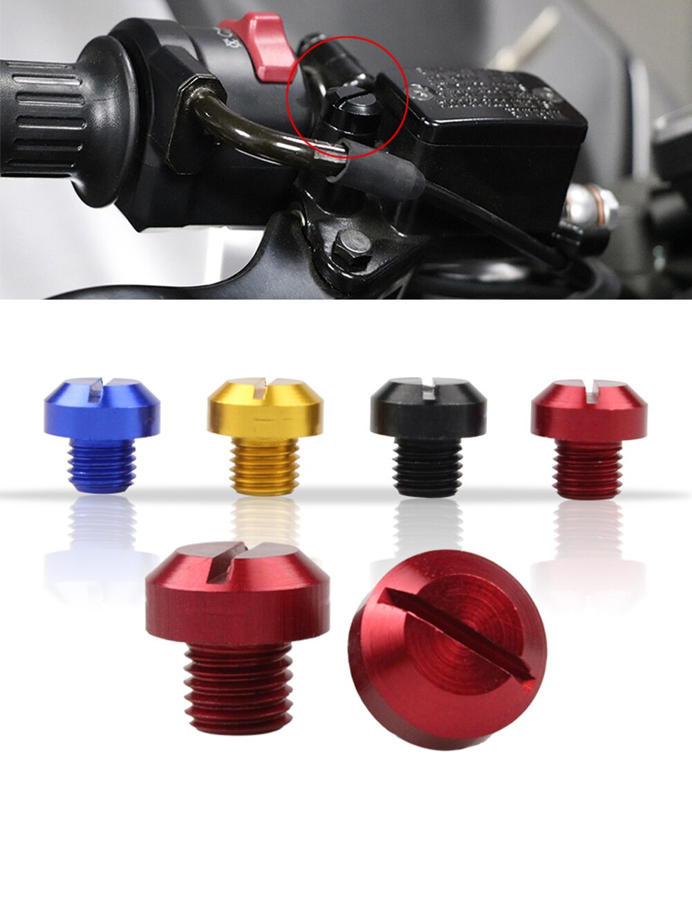 2 stk universal motorsykkel skruer  m10*1.25 speil hull plugg skrue bolter dekker hetter med klokken for honda yamaha suzuki kawasaki