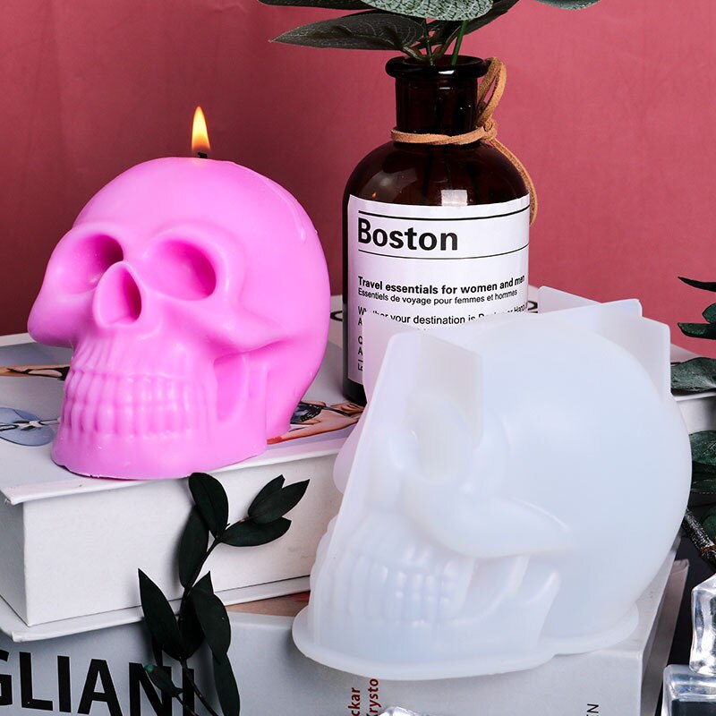 Kranie form silikone lys form til håndlavet hjemme desktop dekoration epoxy harpiks form aromaterapi lys silikone form