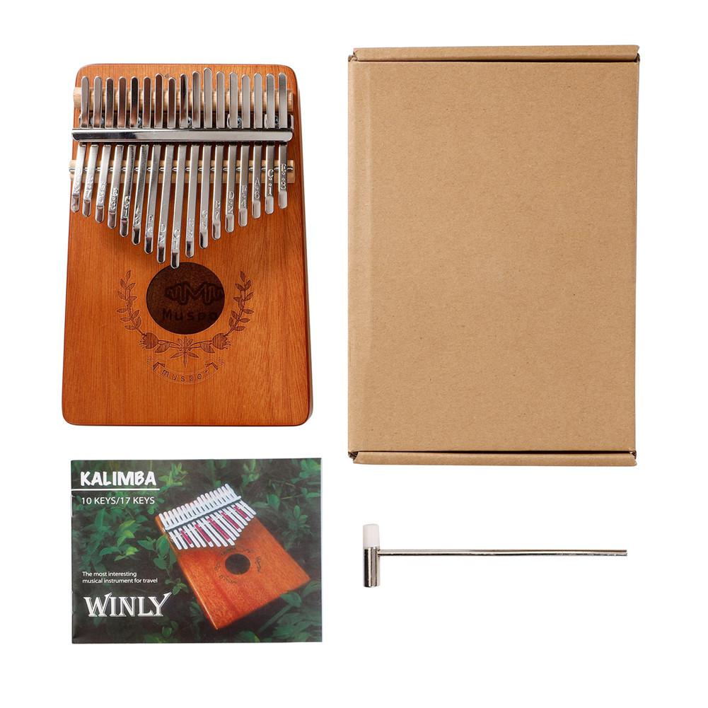 Muspor 17 touches pouce Piano acajou Kalimba doigt Mbira Sanza guirlande Style pouce Piano doigt clavier Instrument de musique