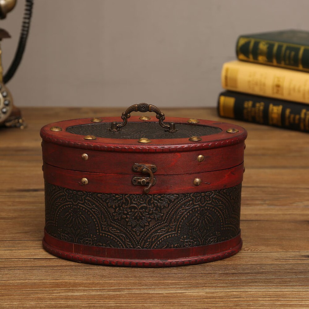 Delicate Ancient Chinese Style Round Tea Leaves Cake Storage Box Tea leaves Display Organizer Wooden Tea Package Box - A Si