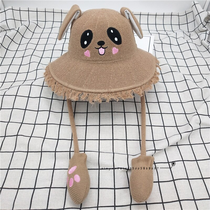 Cartoon Ears Press Air Cute Bag Moving Up Down Hat Girl Kids Summer Bucket Cap for children and adult: coffee for kids