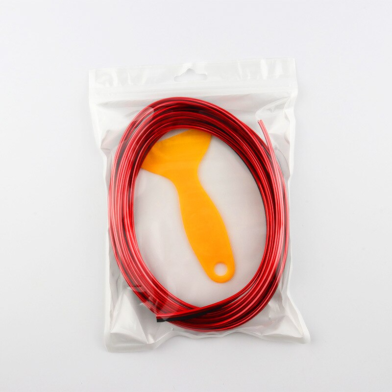 1Pc Super Flexible 5M Car Interior Moulding Trim Strip Door Gap Edge Moulding Trim Universal Decorative Line Auto Accessorie CSV: Red