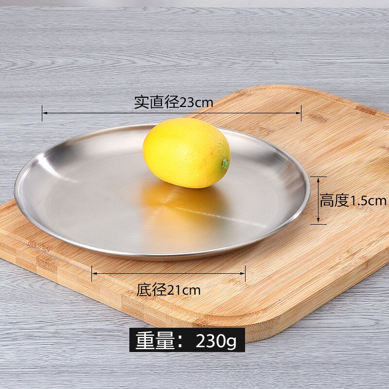 Plaque de tréfilage en acier inoxydable 304, plaque ronde de Style coréen 14-30CM 1 pièces: 23CM 230G