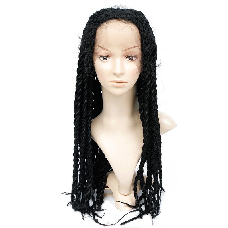 Feibin Lace Front Pruik Voor Zwarte Vrouwen Synthetische Afro Twist Gevlochten Haar