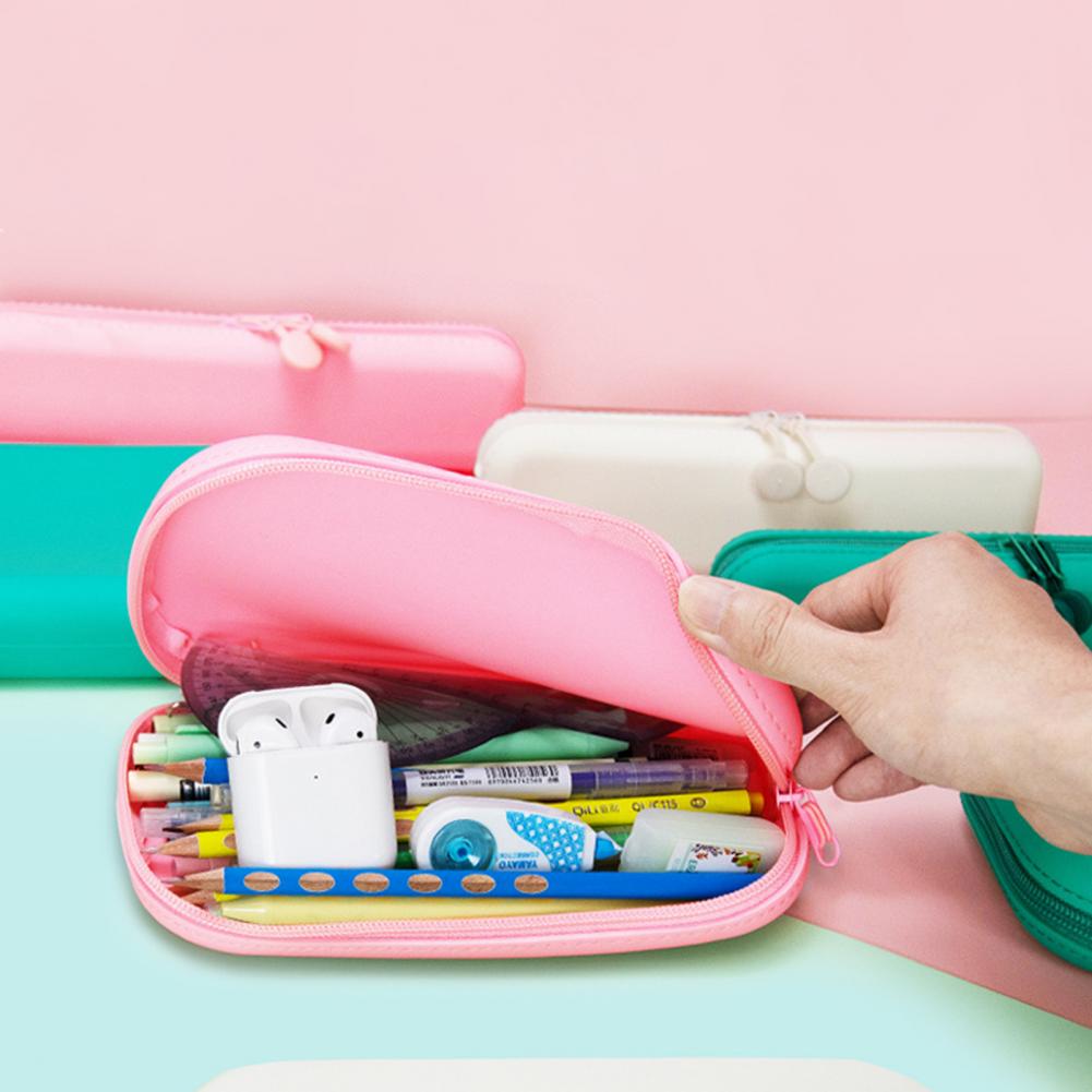 Astuccio in silicone morbido tinta unita astuccio creativo per cancelleria di grande capacità