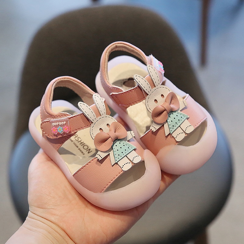 Zomer Baby Meisjes Sandalen Baby Peuter Sandalen Konijn Zachte Bodem Antislip Kids Anti-Collision Sandalen Kinderen Casual schoenen: Roze / 15(Insole 11.5cm)