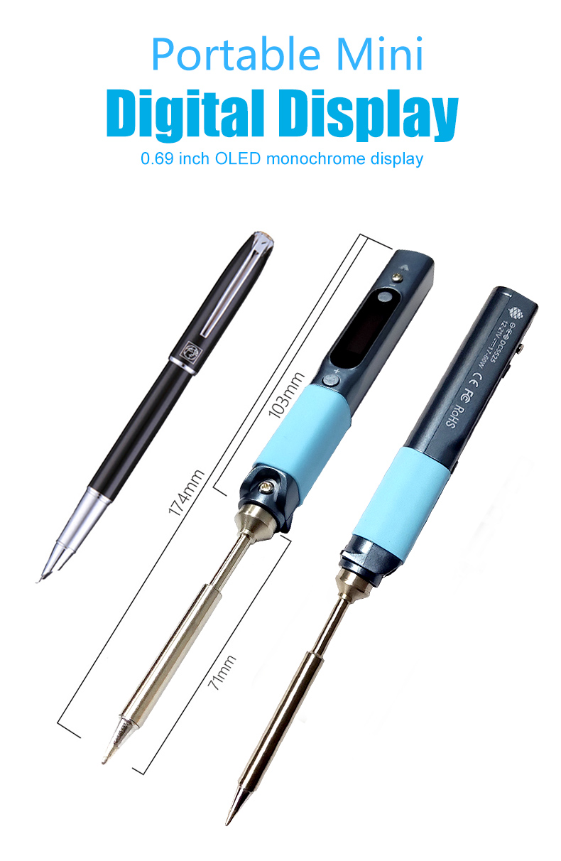 Pine64 Pinecil Smart Mini Portable Soldering Iron Dual Power USB-C DC5525 DC Jack Welding Tool with B2 BC2 KU C1 Tip