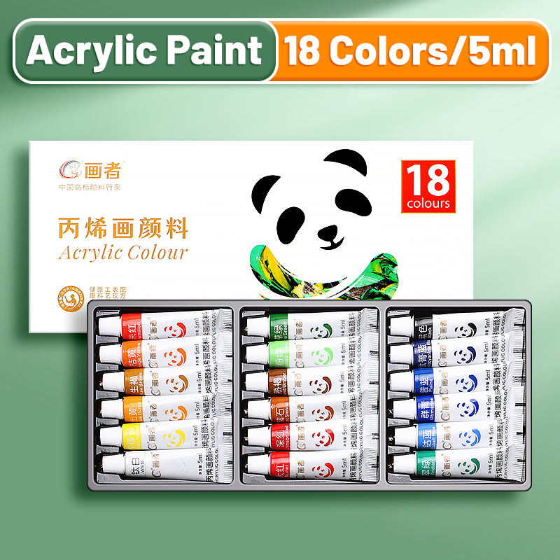 Conjunto de tinta acrílica 12/18/24 cores 5ml/0.17oz, pigmentos ricos de arte portáteis à prova de água para artesanato DlY, desenho, pintura, tela, rocha: Preto