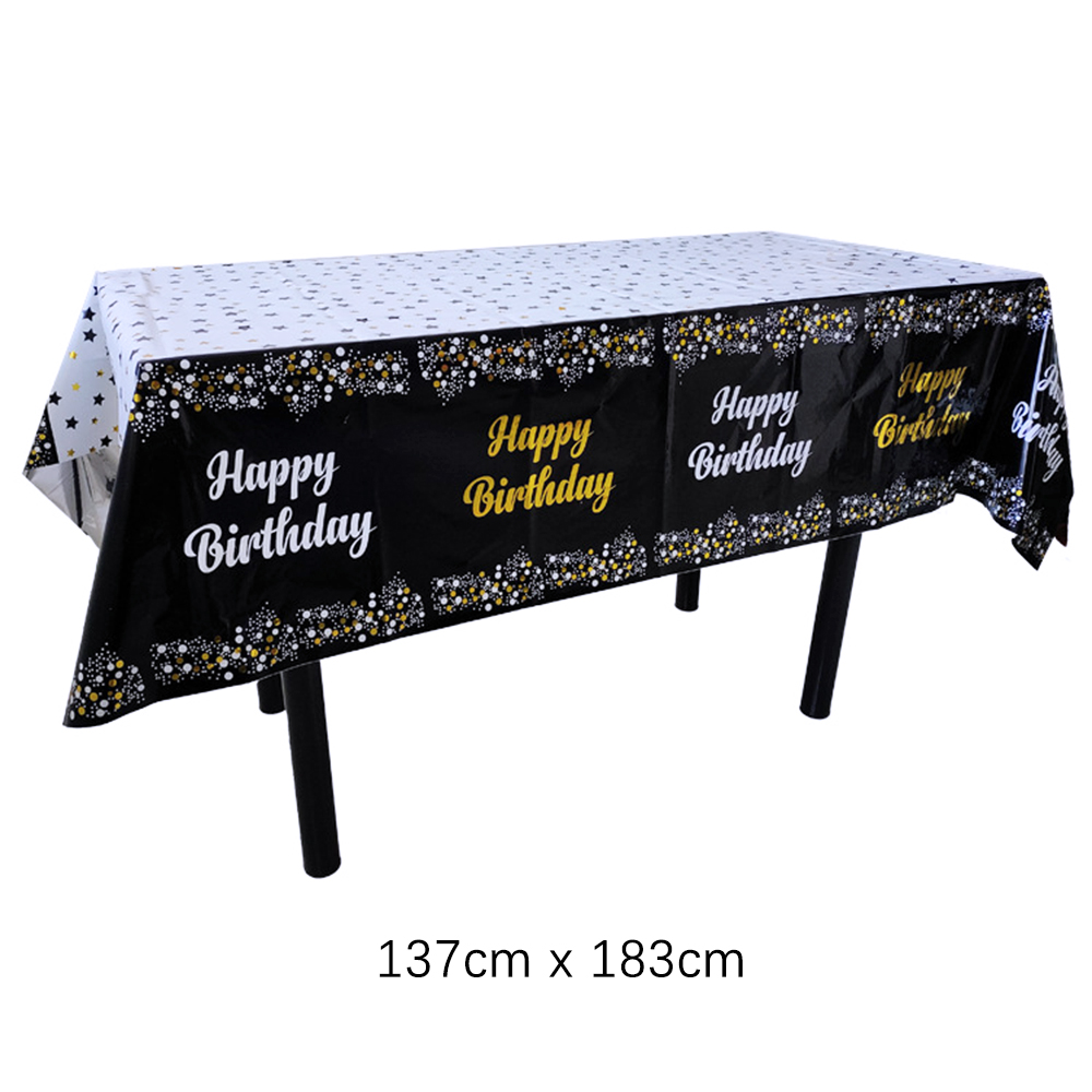 Toalha de mesa descartável feliz aniversário, pano de mesa retangular, Wipe Table Cover for Birthday Party, Baby Shower Decor, Dot and Star Impresso: MULTI