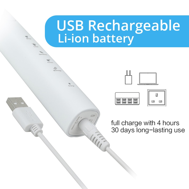 Sonic Electric Toothbrush Brand Teeth Whitening Replacement Brush Heads USB Recharging Tooth Brush Dental Teeth Cleaner White