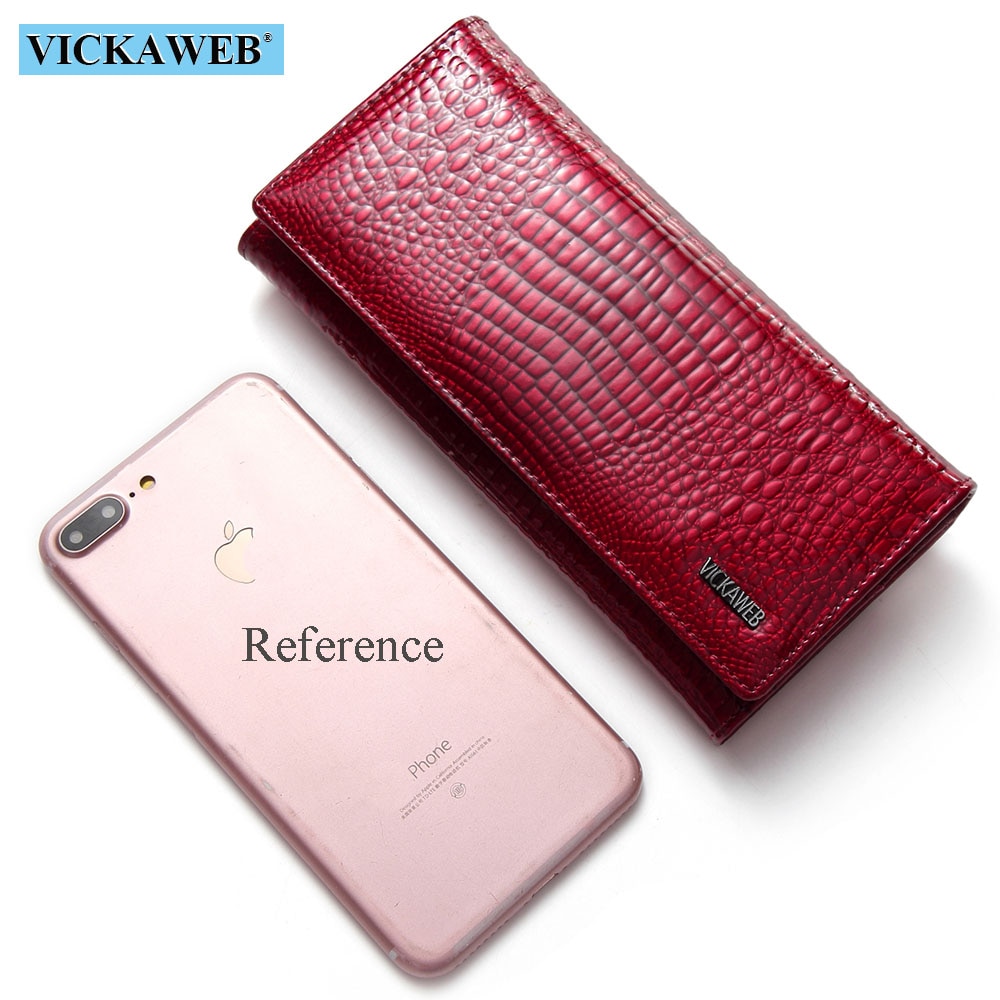 VICKAWEB Long Wallet Women Genuine Leather Alligator Womens Wallets And Purses Lady Hasp & Zipper Standar Wallet Female