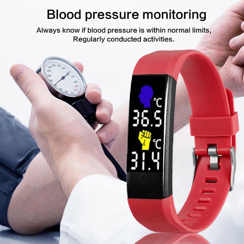 Mannen Smrat Horloge Therometer Body Temperatuur 24H Meting Hartslag Fintess Tracker Smart Horloge Voor Andorid Ios