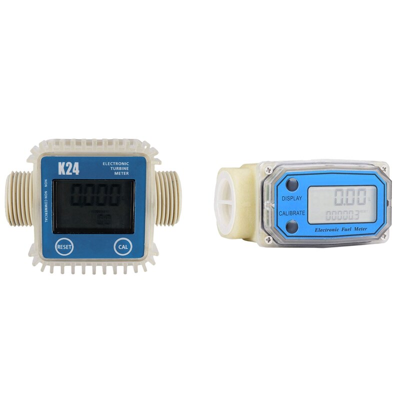 2 Pcs Mini Digital Turbine Flow Meter Fuel Flow Meter Turbine Flowmeter, A &amp; B: Default Title