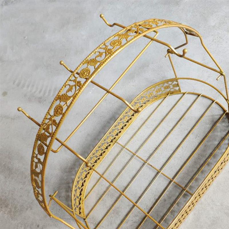 Keramik Tassen Regal Europäischen Stil Kaffee Tasse Gestell Tasse Organizer Geschnitzt Schmiedeeisen Beschichtung Lagerung Korb (golden)